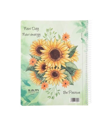 دفتر رحلی 100 برگ سم طرح گل آفتاب گردان - دفتر مشق sam