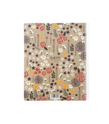 دفتر رحلی 100 برگ سم طرح گلی- دفتر مشق sam