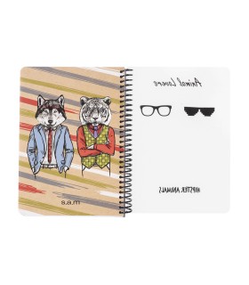 دفتر وزیری جلد P.P سه بعدی 100 برگ سم- طرح Hipster Animals