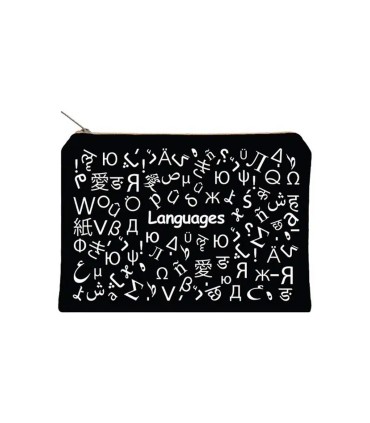 زیپ کیف دات نوت مدل Languages سایز A5 رنگ مشکی