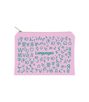 زیپ کیف دات نوت مدل Languages سایز A5 رنگ صورتی