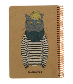 دفترچه سایز A5 سیمی 100 برگ دات نوت سری Coolanimals طرح اسپورت کت
