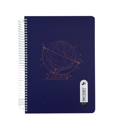 دفتر سیمی وزیری جلد سخت  200 برگ بلوپرینت پیل - طرح کره زمین