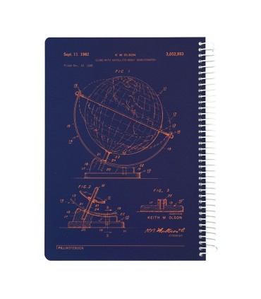 دفتر سیمی وزیری جلد سخت  200 برگ بلوپرینت پیل - طرح کره زمین