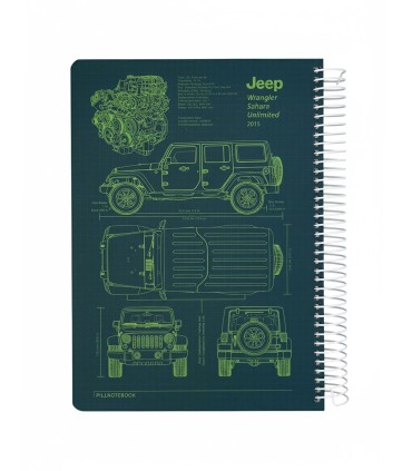 دفتر سیمی وزیری جلد سخت  200 برگ بلوپرینت پیل - طرح جیپ