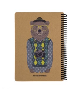 دفترچه سایز A5 سیمی 100 برگ دات نوت سری Coolanimals طرح خرس عکاس